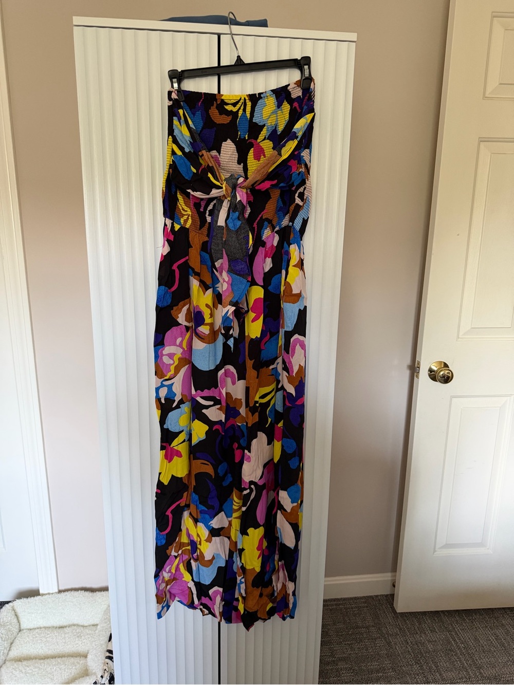 City Chic Multicolor Floral Jumpsuit. Elastic Bodice with Tie front S